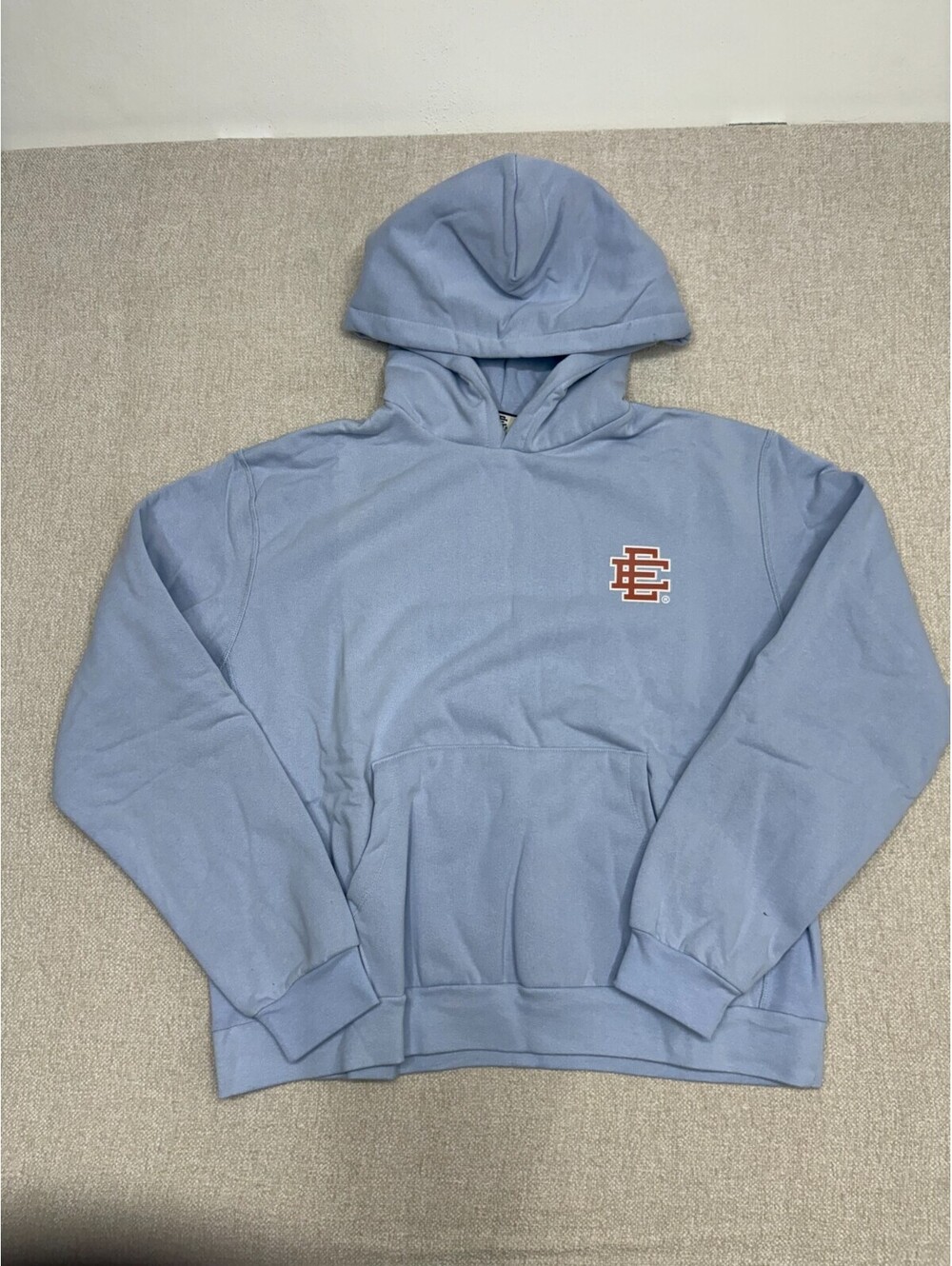 Eric Emanuel Men's Light Blue EE Logo Pullover Hoodie Sweatshirt Size XL